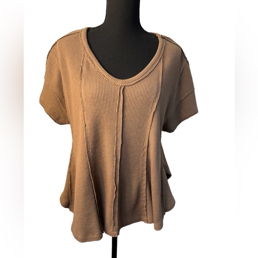 Altar’d State Women’s Brown Deconstructed Brown Shirt Size Large
